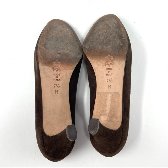 LARRY STUART vintage chocolate brown suede heels, made in Italy, size 7.5 - Picture 12 of 12